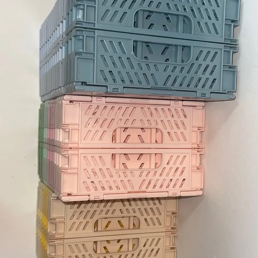 Mini Folding Crates Set Storage Baskets Collapsible Organizer